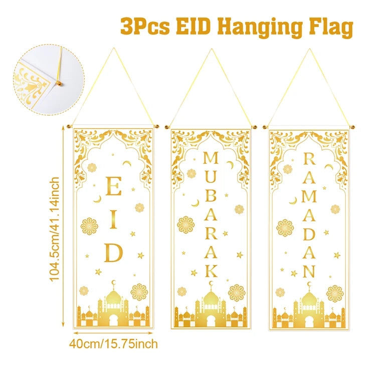 Eid Mubarak Decor Banner 2025 Kareem Ramadan Decor for Home Ramadan Mubarak Hanging Flag Islamic Muslim Party Decor Eid Al Adha