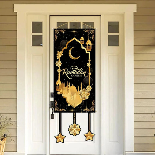 Eid Mubarak Decoration 2025 Hanging Flag Ramadan For Home Door Islamic Muslim Party Decor Ramadan Kareem Banner Eid Al Adha Gift