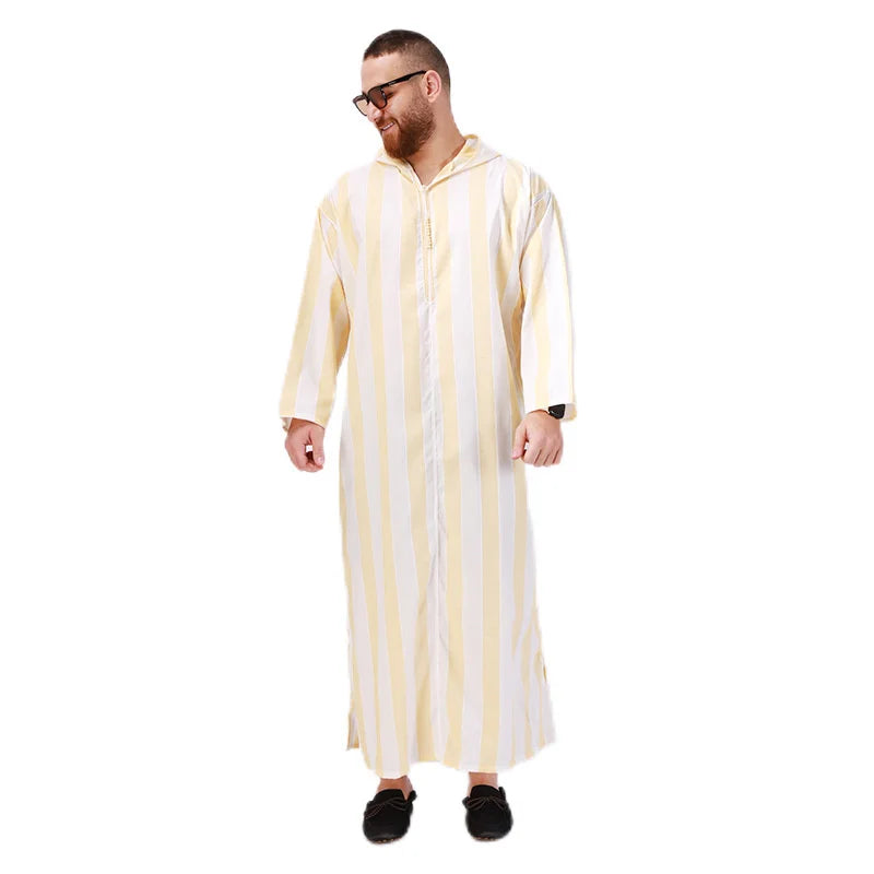 Men's Yellow Arab Hoodie Robe Jubba