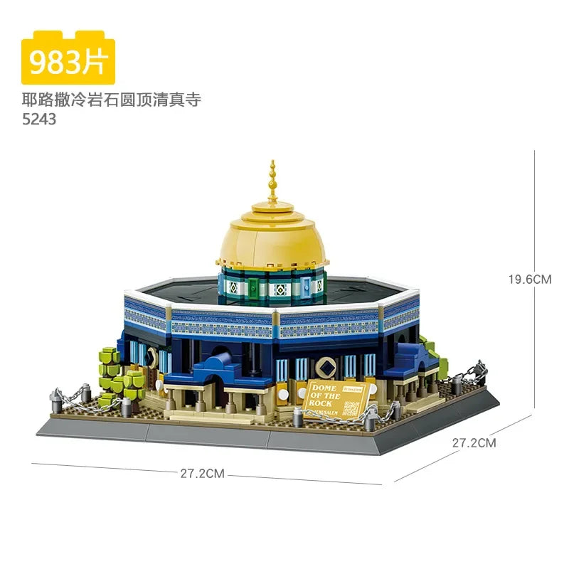 Wange Blocks Architecture Building Bricks Landmark MOC City House MOSQUE KAABA Mecca Dome of The Rock Educational Toy Adult Gift