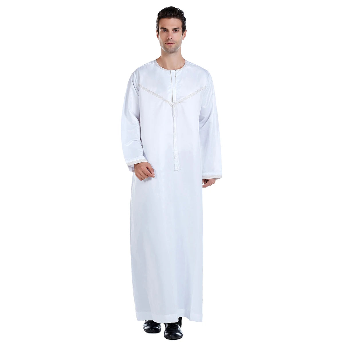 Saudi Arabic Robe Men Muslim Dress Tassel Abaya Dubai Kaftan Islamic Clothing Eid Djellaba Ramadan Jubba Thobe Daffah Dishdasha