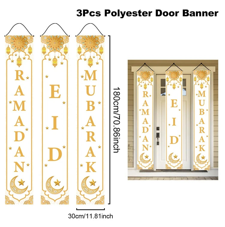 Eid Mubarak Door Banner Ramadan Decoration 2025 for Home Mubarak Ramadan Kareem Islamic Muslim Party Decor  Eid Al Adha Gifts