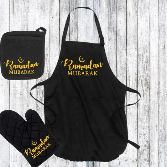 Ramadan Mubarak kitchen apron pot holder mitt happy Eid Al-Adha Iftar Muslim Islamic Kareem friend family dinner decoration gift