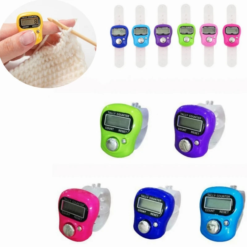 Electronic Digital LCD Finger Ring Tally Counter Mini Row Button Clicker Hand Held Counter Ring For Sewing Knitting Weave Tool