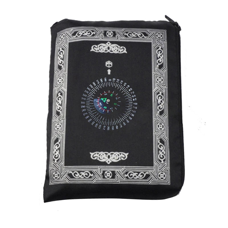 Muslim Prayer Rug Polyester Portable Braided Mats Simply Print with Compass In Pouch Travel Home New Style Mat Blanket 100*60cm