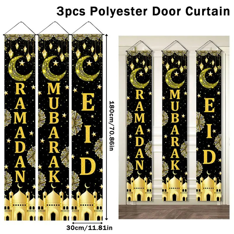 Eid Mubarak Door Banner Ramadan Decoration 2025 for Home Mubarak Ramadan Kareem Islamic Muslim Party Decor  Eid Al Adha Gifts