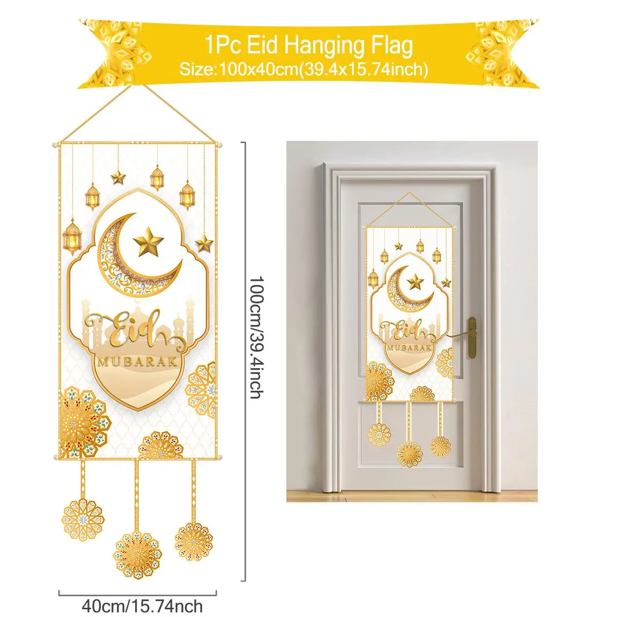 Eid Mubarak Decoration 2025 Hanging Flag Ramadan For Home Door Islamic Muslim Party Decor Ramadan Kareem Banner Eid Al Adha Gift