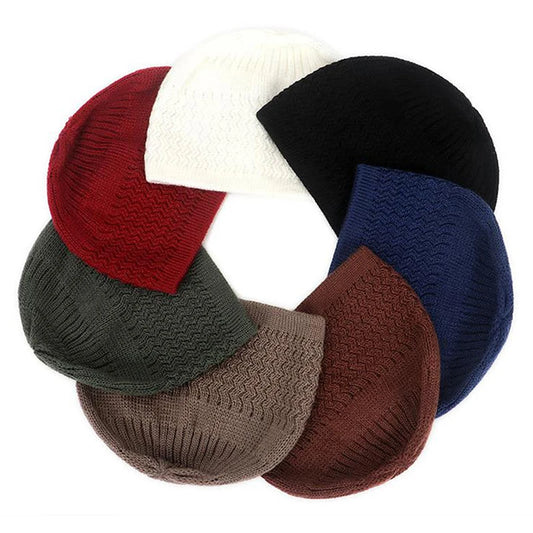 Winter Knitted Muslim Men Prayer Hats Unisex Cap Warm Islamic Ramadan Jewish Hat Men's Wrap Head Caps ﻿