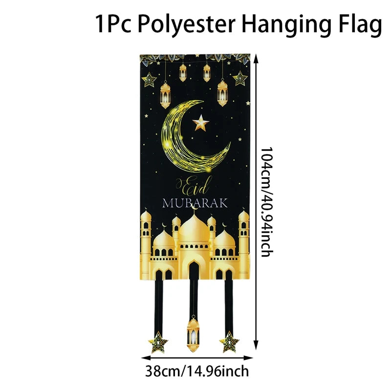 Eid Mubarak Decoration 2025 Hanging Flag Ramadan For Home Door Islamic Muslim Party Decor Ramadan Kareem Banner Eid Al Adha Gift