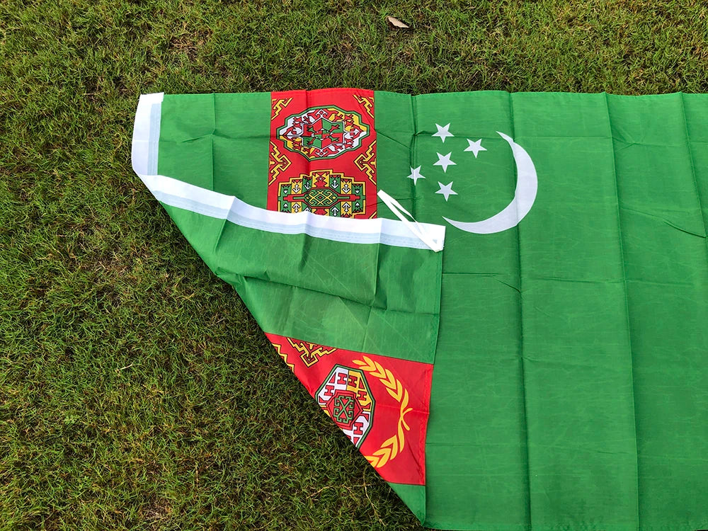 Turkmenistan National Flag 90x150cm 3x5fts Hanging polyester Turkmenistan Banner Outdoor Advertising Decoration