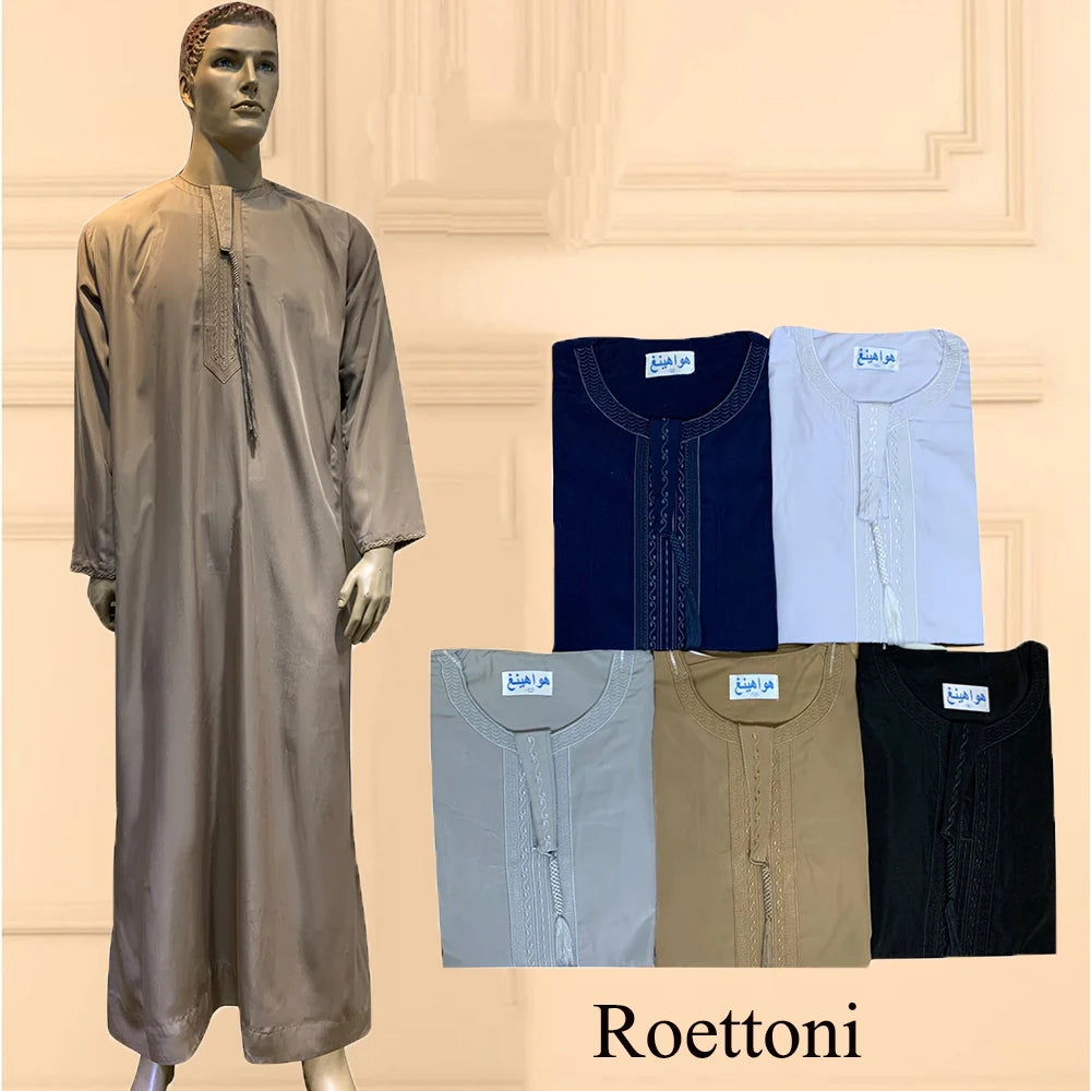 Long Sleeve Aman Abaya 1Piece Jubba Thobe For Men Kaftan Pakistan Muslim Saudi Arabia Djellaba Islam Clothing Prayer Robe Afghan