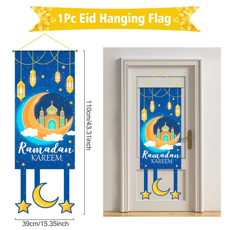 Eid Mubarak Decor Banner 2025 Kareem Ramadan Decor for Home Ramadan Mubarak Hanging Flag Islamic Muslim Party Decor Eid Al Adha