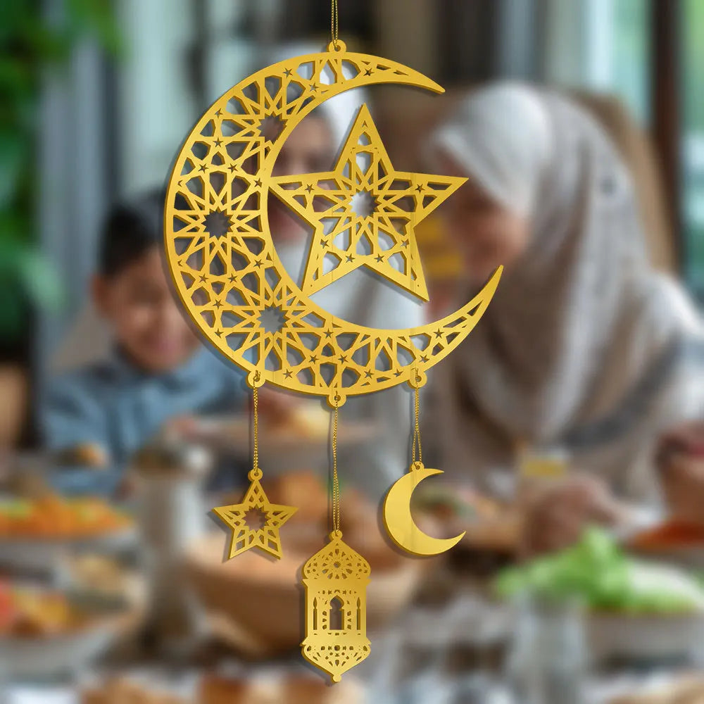 Gold Ramadan Kareem Wall Pendant Eid Mubarak Hanging home Decoration 2025 Eid Al Fitr Muslim Islamic Party Supplies