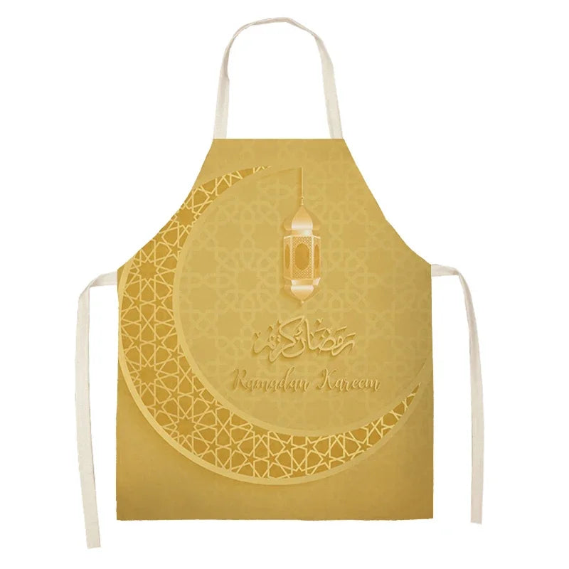 Chef's Apron Eid Mubarak Printed Home Cooking Baking waist Cloth Muslim Ramadan Karim Kitchen  47X38CM 68X55CM