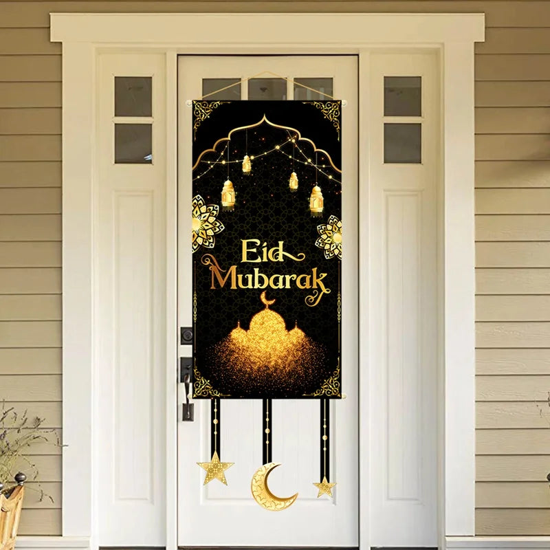 Eid Mubarak Decoration 2025 Hanging Flag Ramadan For Home Door Islamic Muslim Party Decor Ramadan Kareem Banner Eid Al Adha Gift