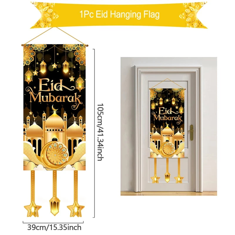 Eid Mubarak Decoration 2025 Hanging Flag Ramadan For Home Door Islamic Muslim Party Decor Ramadan Kareem Banner Eid Al Adha Gift