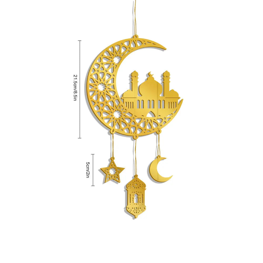 Gold Ramadan Kareem Wall Pendant Eid Mubarak Hanging home Decoration 2025 Eid Al Fitr Muslim Islamic Party Supplies