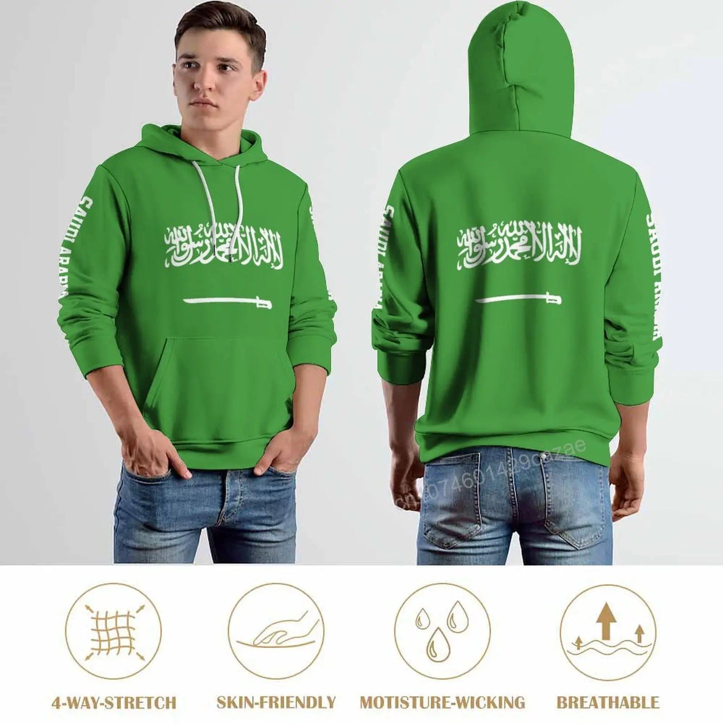 Saudi Arabia Country Flag 3D Hoodie Polyester Cool Men Women Harajuku Sweatshirt Unisex Casual Pullover Hoodies