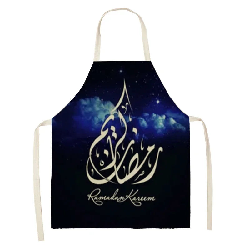 Chef's Apron Eid Mubarak Printed Home Cooking Baking waist Cloth Muslim Ramadan Karim Kitchen  47X38CM 68X55CM