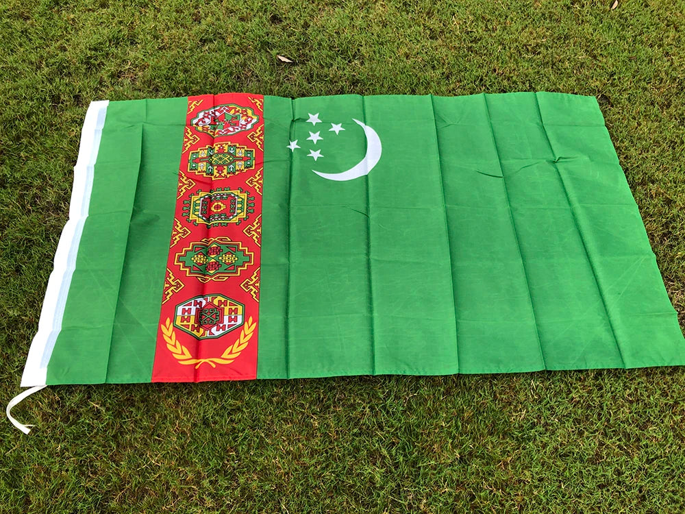 Turkmenistan National Flag 90x150cm 3x5fts Hanging polyester Turkmenistan Banner Outdoor Advertising Decoration