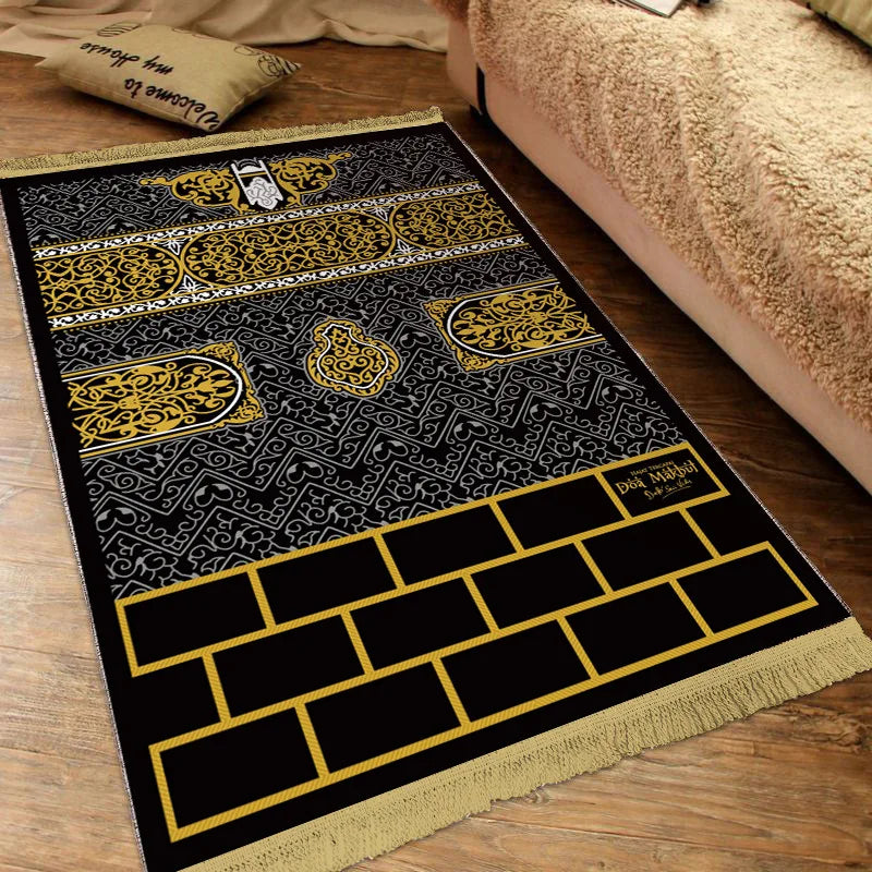 Muslim Carpet Thick Non-slip Prayer Rug Tapete with Tassel Islamic Mat Blanket Portable Home Decoration Qibla Blanket S/M/L