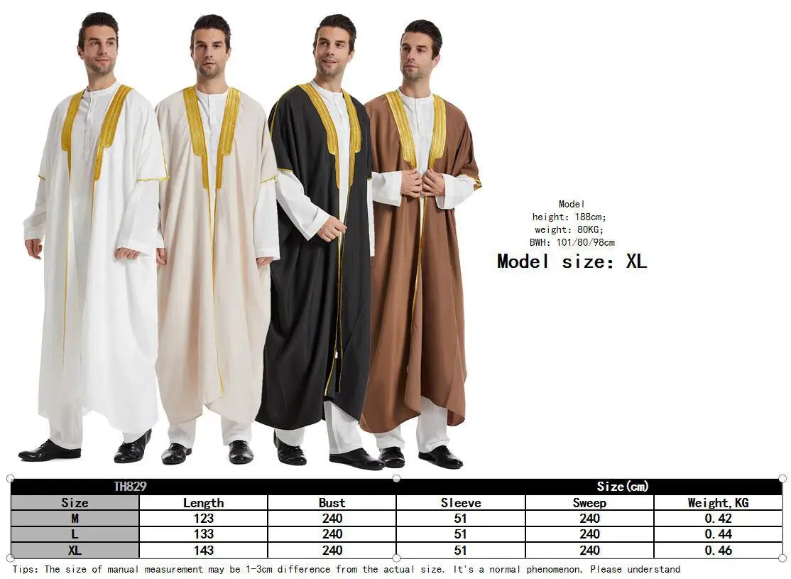 Men's Muslim Thobe Caftan Jubba