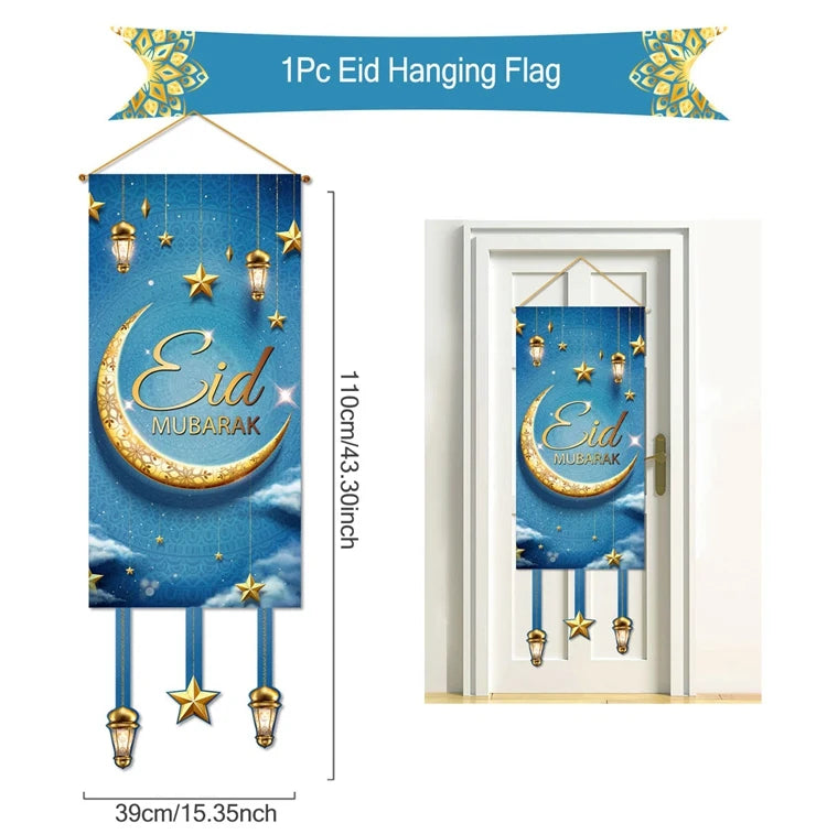 Eid Mubarak Decor Banner 2025 Kareem Ramadan Decor for Home Ramadan Mubarak Hanging Flag Islamic Muslim Party Decor Eid Al Adha