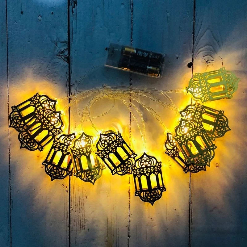 Eid Mubarak Moon Star Light String Ramadan Decoration 2025 for Home Muslim Islam Party Decor Ramadan Garland Light Al-Fitr Gifts