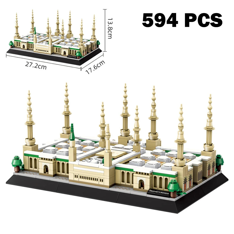 MOC World Famous Architecture Mecca Mosque Kaaba Model Street View Building Blocks Construction Assembly Bricks Toys Kids Gifts