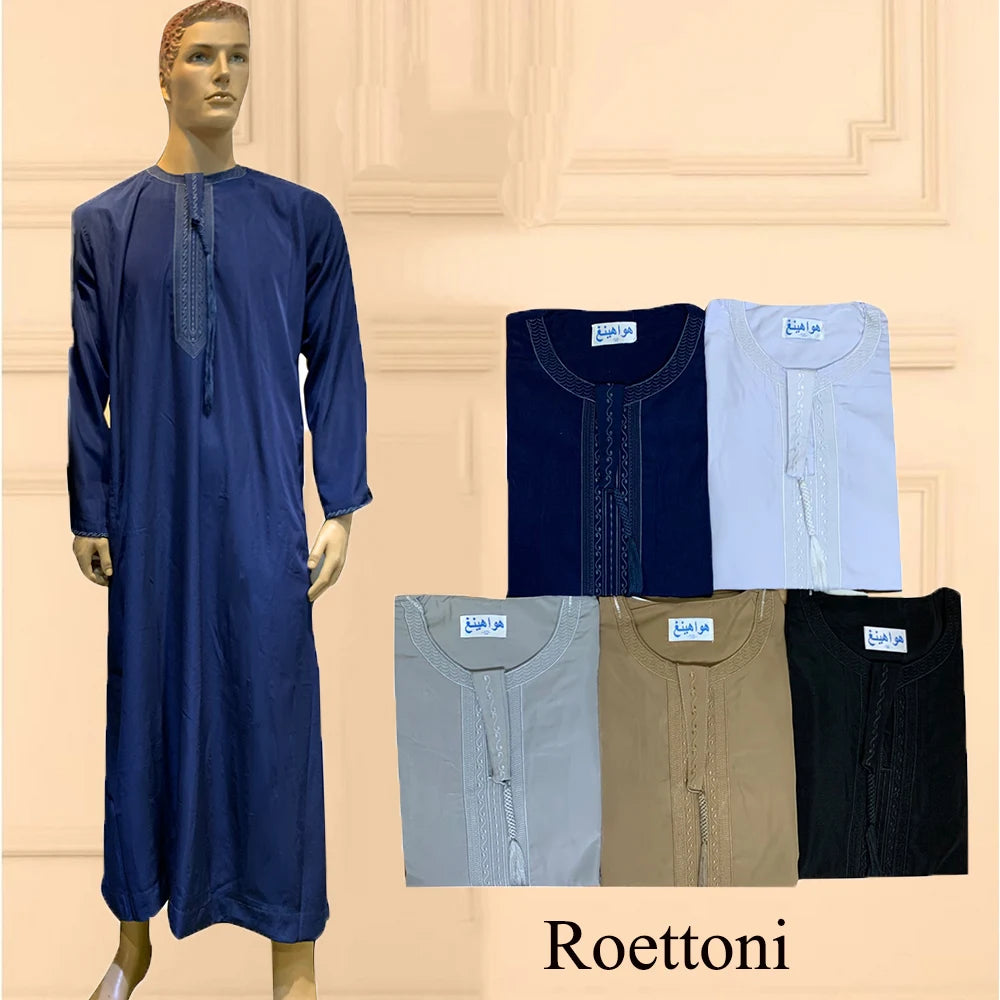 Long Sleeve Aman Abaya 1Piece Jubba Thobe For Men Kaftan Pakistan Muslim Saudi Arabia Djellaba Islam Clothing Prayer Robe Afghan