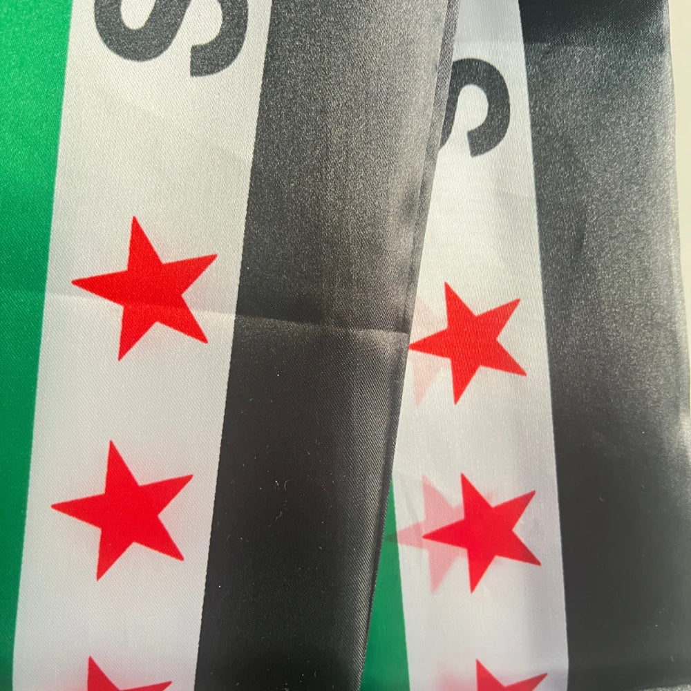 YIXIN Syria Scarf 14X135cm The Syrian Arab Republic Syrian three Star Scarf Banner For event decoration