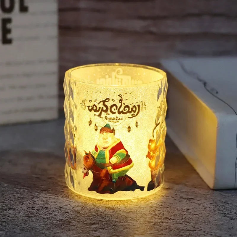 1pcs Eid Mubarak Led Candle Lantern Ramadan Kareem Decoration for Home Islamic Muslim Festival Party Favor Eid Al-Fitr Lantern