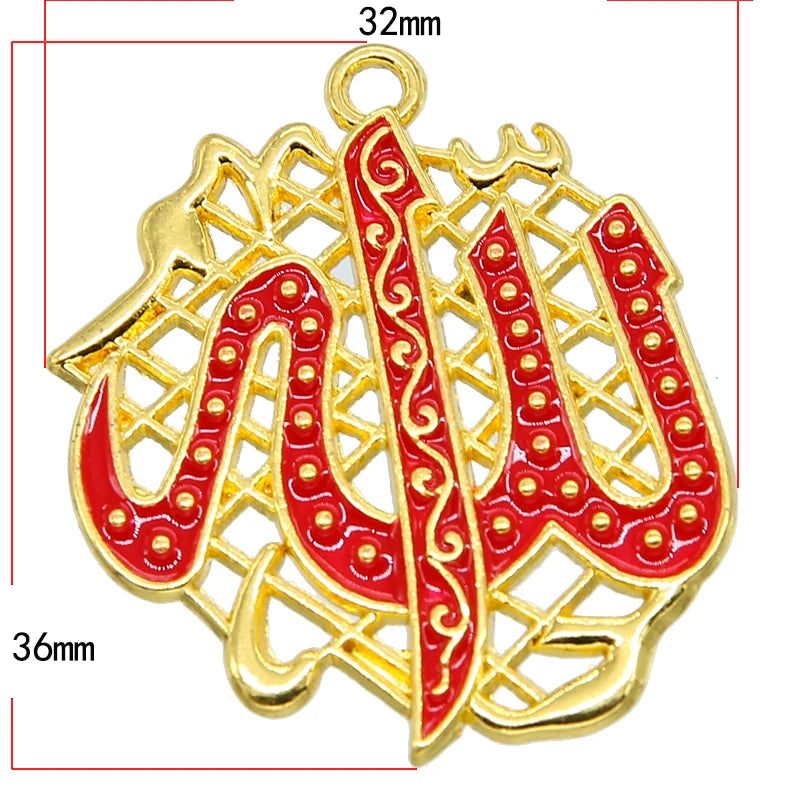 6pcs Arabian Lady Golden Muslim Islamic God Allah Charm Pendant Necklace Accessories Jewelry Ramadan DIY Gift