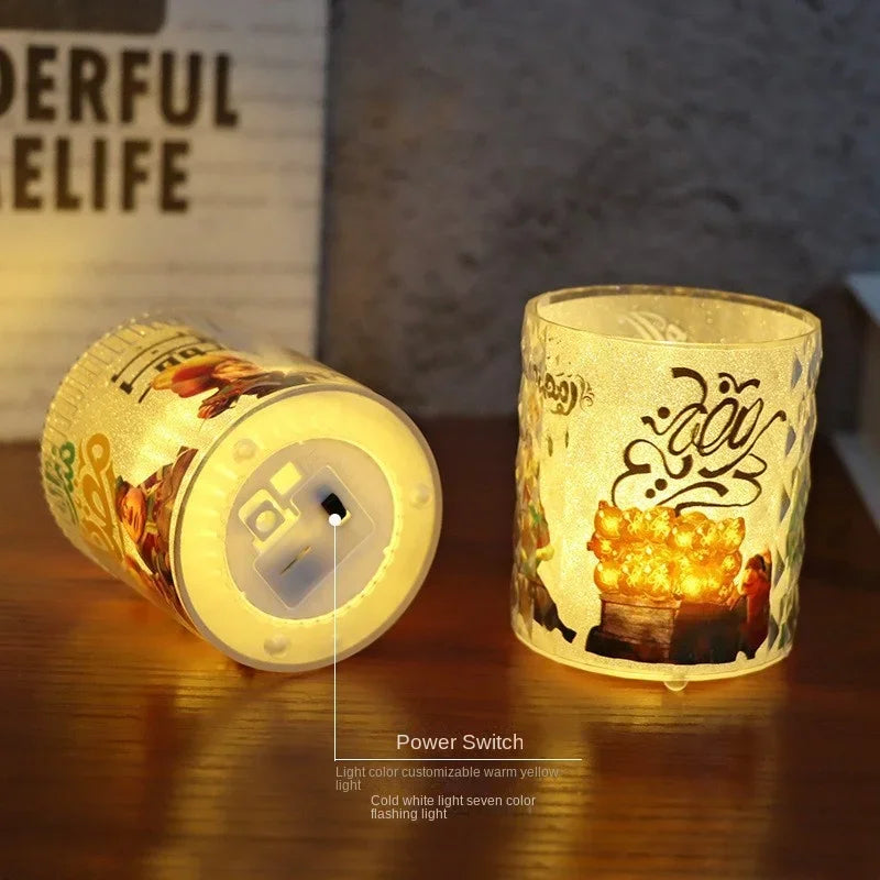 1pcs Eid Mubarak Led Candle Lantern Ramadan Kareem Decoration for Home Islamic Muslim Festival Party Favor Eid Al-Fitr Lantern