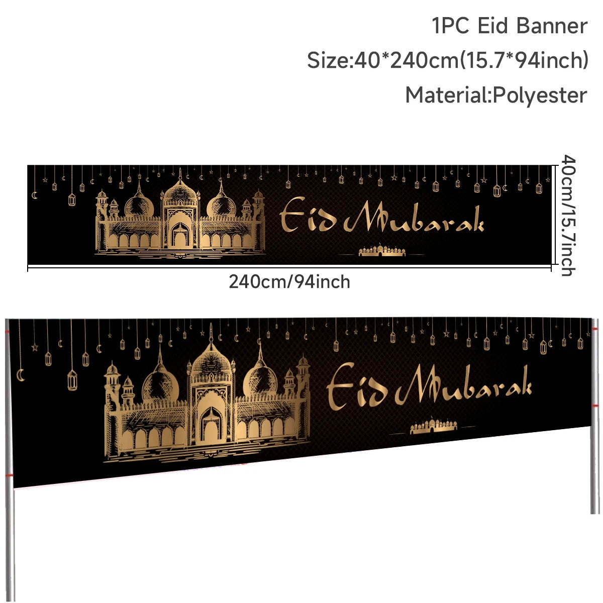 Eid Mubarak Outdoor Banner Flag Ramadan Kareem Banner Ramadan Decoration For Home 2025 Islamic Muslim Party Happy Eid Al Adha