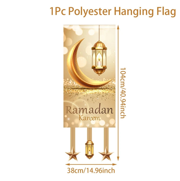 Eid Mubarak Decor Banner 2025 Kareem Ramadan Decor for Home Ramadan Mubarak Hanging Flag Islamic Muslim Party Decor Eid Al Adha