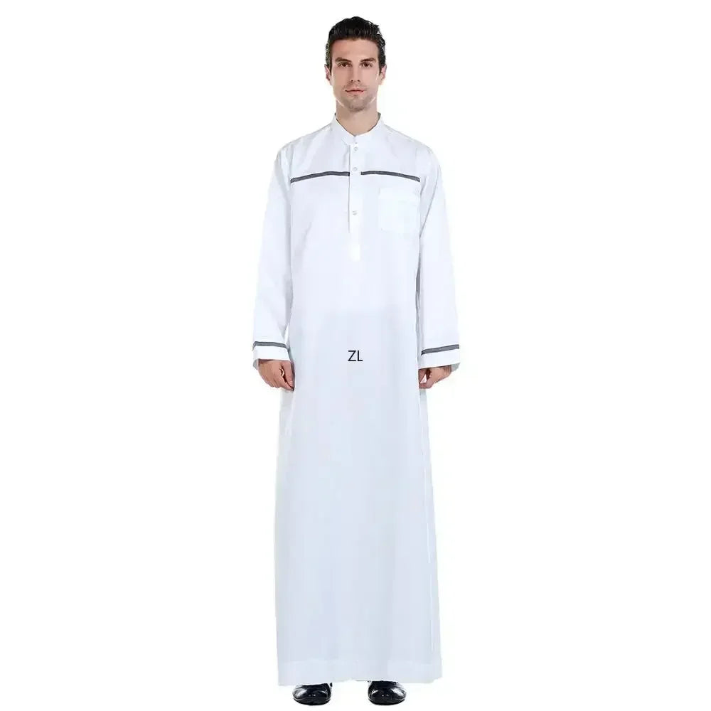 Ramadan Muslim Men Jubba Thobe Long Dress Islamic 2025 Eid Prayer Abaya Robe Saudi Arabia Djellaba Kaftan Dubai Worship Service