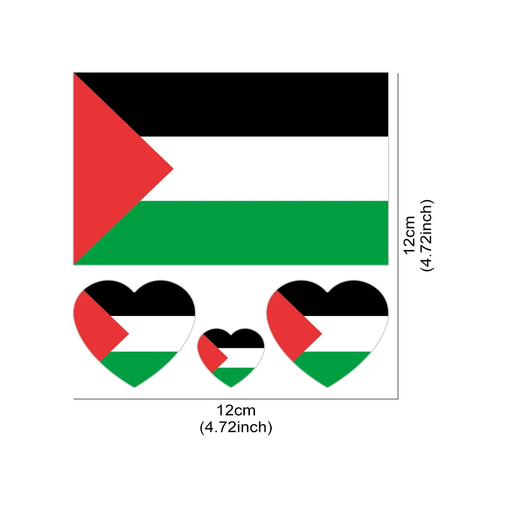 4pcs/Set Palestine Flag Heart Shaped Car Stickers Auto Motorcycle PVC Sticker Waterproof Styling Decal Car Exterior Accessories