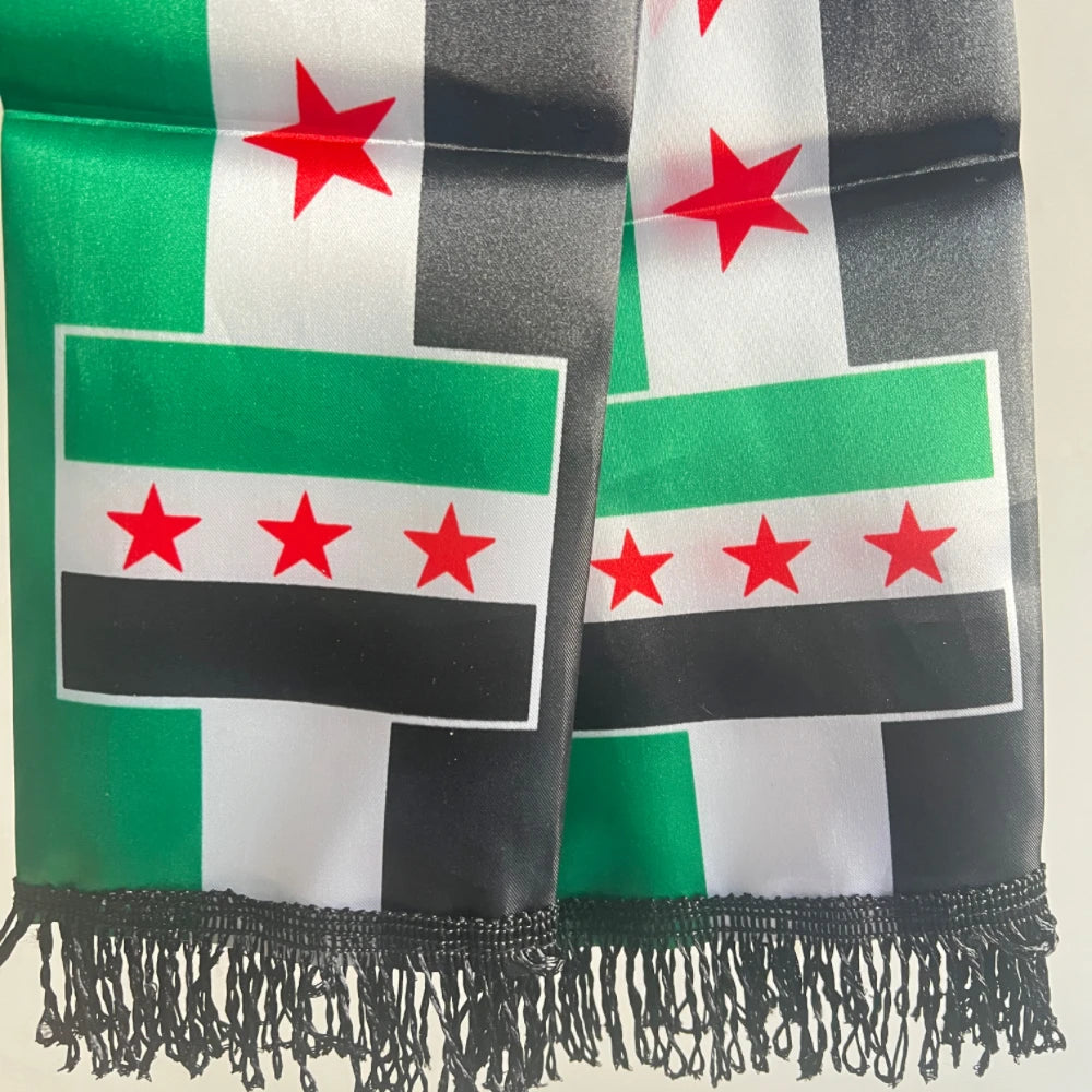 YIXIN Syria Scarf 14X135cm The Syrian Arab Republic Syrian three Star Scarf Banner For event decoration