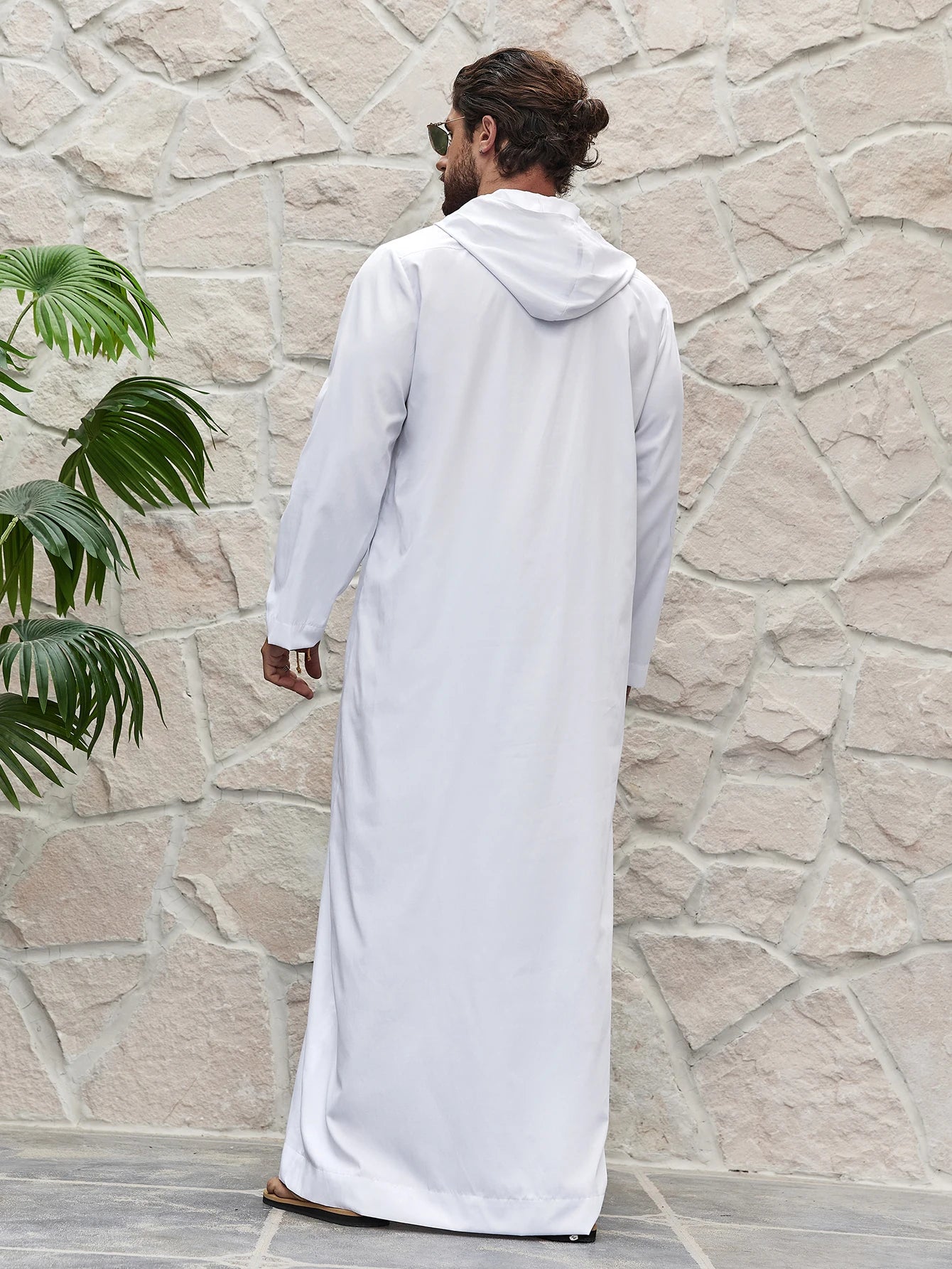 Ramadan islam Men's Solid Hooded Muslim Thobe, Islamic Long Gown Shirt Robe, Middle Eastern Fashion Abaya Muslim Men Clothing