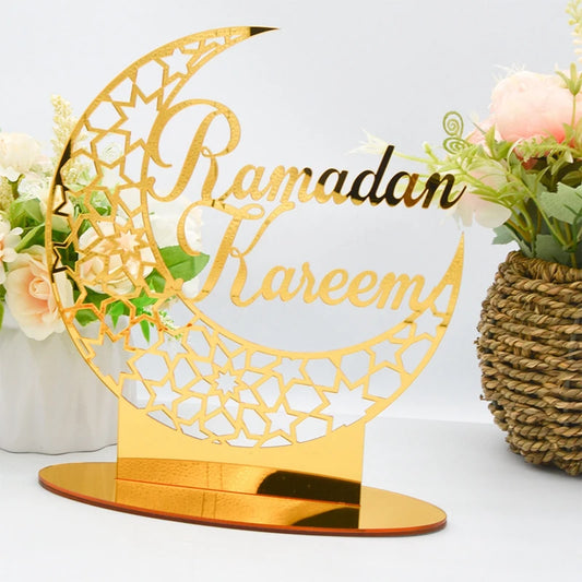 Ramadan Decoration Acrylic Ornament Eid Mubarak 2024 EID Decor For Home Ramadan Kareem Islamic Muslim Party Eid Al-Fitr Supplies