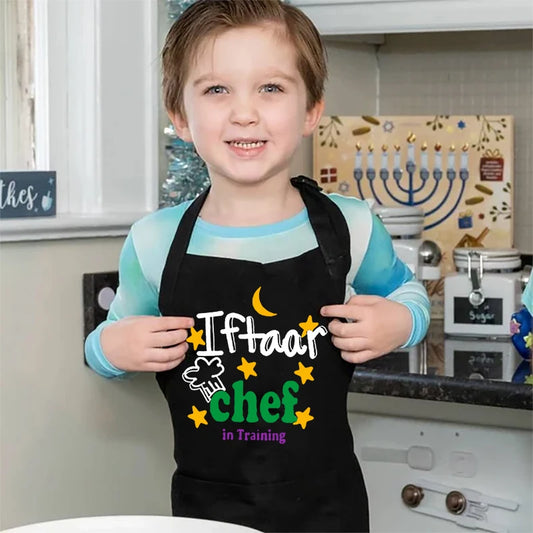 Iftaar chef in training kid boy girl Apron Eid Mubarak Muslim Islamic Ramadan Kareem family Iftar dinner kitchen decoration gift