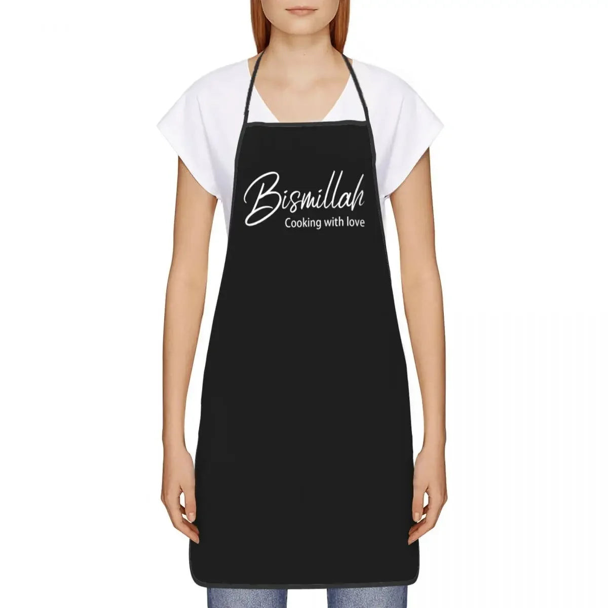 Unisex Bismillah Apron Kitchen Chef Cooking Baking Bib Men Women Eid Mubarak happy Ramadan Tablier Cuisine for Painting