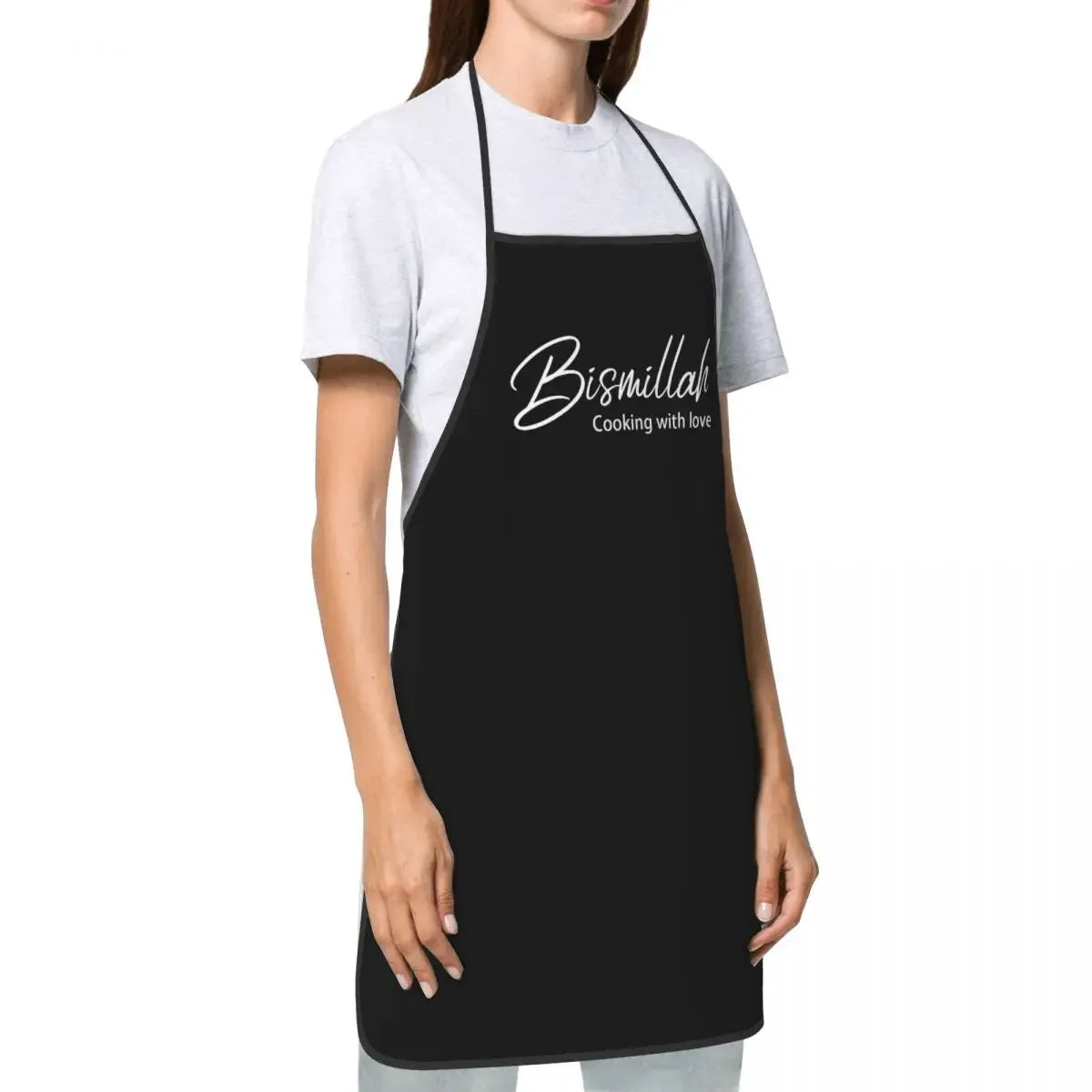 Unisex Bismillah Apron Kitchen Chef Cooking Baking Bib Men Women Eid Mubarak happy Ramadan Tablier Cuisine for Painting