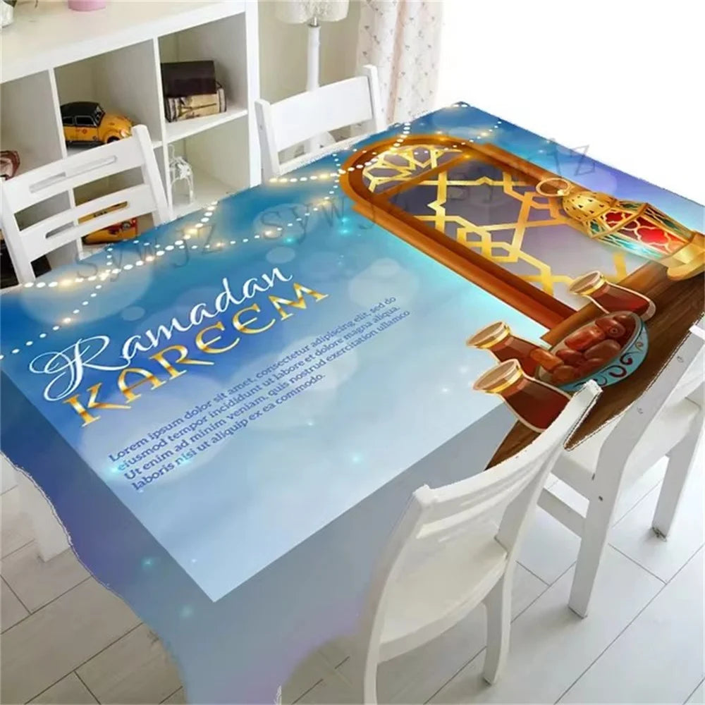 Ramadan Tablecloth Kitchen Rectangular Tablecloth Crescent Eid Home Table Accessories Muslim Mosque Festival Party Tablecloth