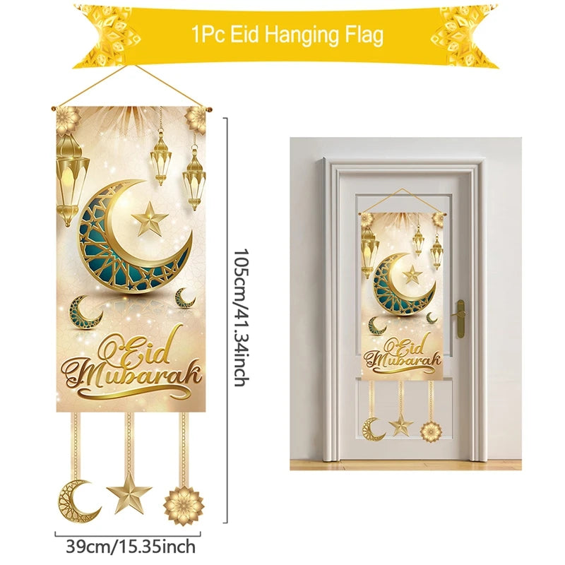 Eid Mubarak Decoration 2025 Hanging Flag Ramadan For Home Door Islamic Muslim Party Decor Ramadan Kareem Banner Eid Al Adha Gift