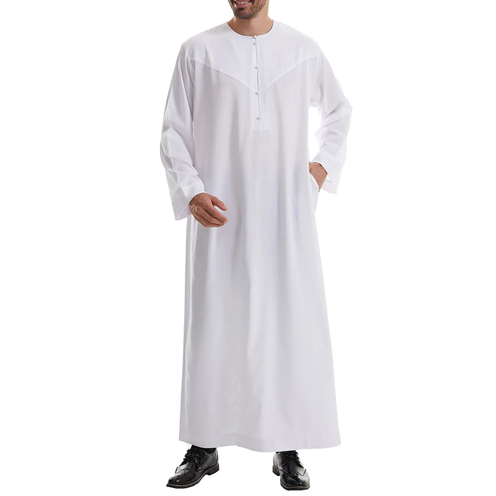 Mens Robe Color Match Splicing Aliexpress Hot Selling Robe Four Seasons Casual Arabic Islamic Moroccan Robe Men's Clothing 2024