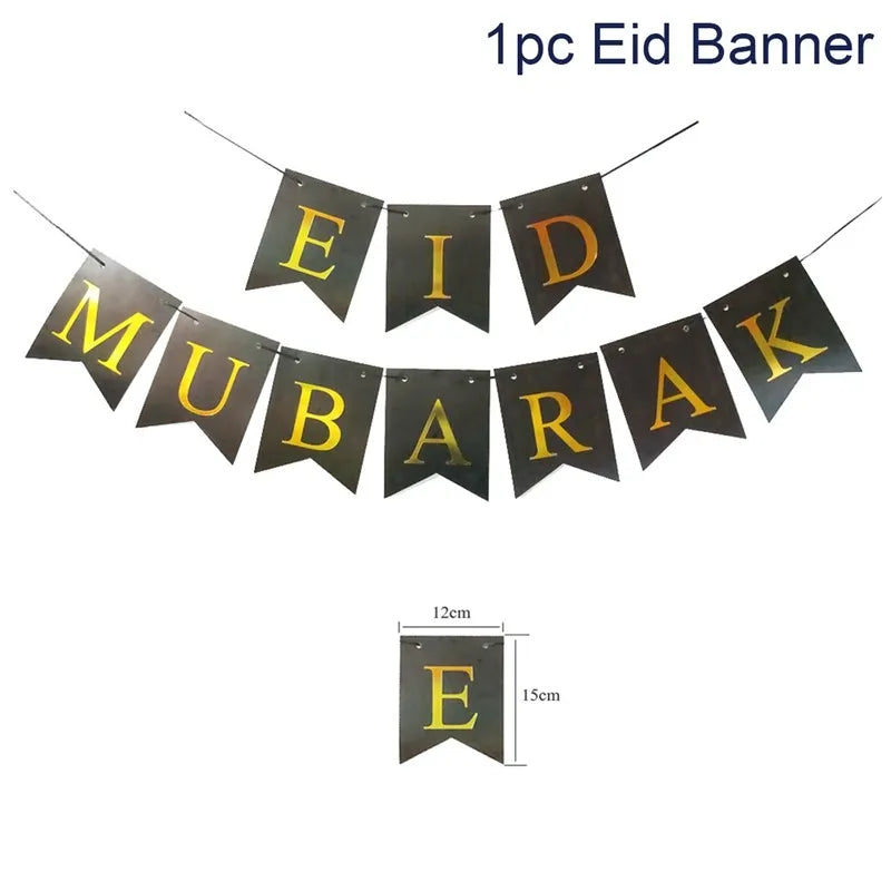 Eid Mubarak Paper Banner Ramadan Mubarak Banner Kareem Ramadan Decoration 2025 for Home Islamic Muslim Party Decor Eid Al Adha