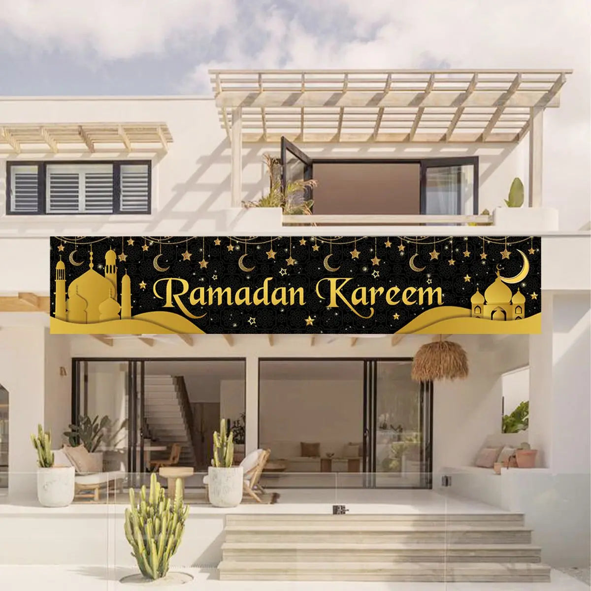 Eid Mubarak Outdoor Banner Flag Ramadan Kareem Banner Ramadan Decoration For Home 2025 Islamic Muslim Party Happy Eid Al Adha