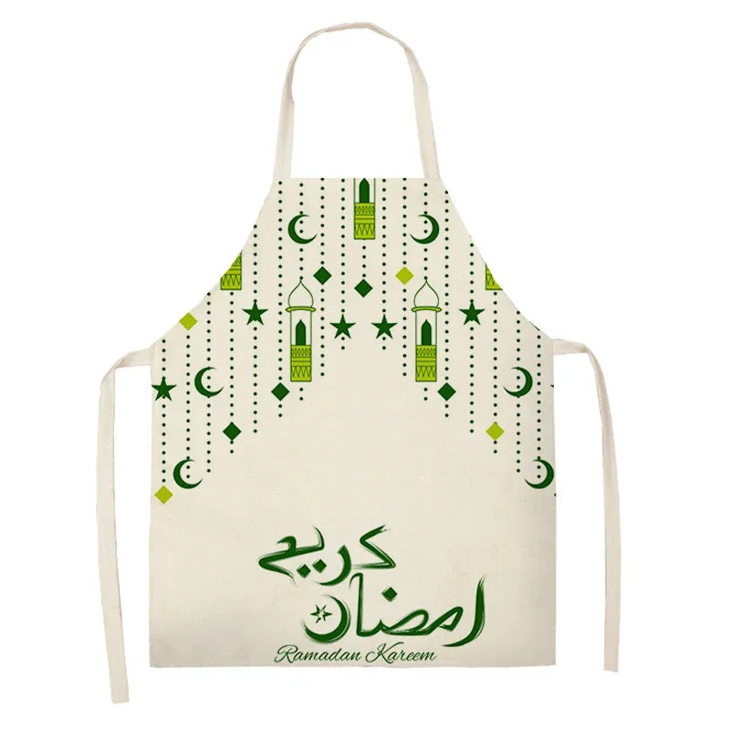 Chef's Apron Eid Mubarak Printed Home Cooking Baking waist Cloth Muslim Ramadan Karim Kitchen  47X38CM 68X55CM